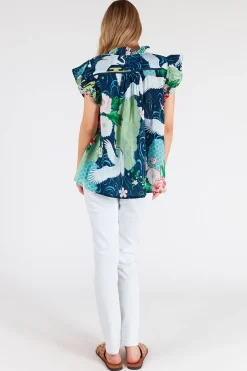 Mitzuki Ruffle Top - Navy - LL41