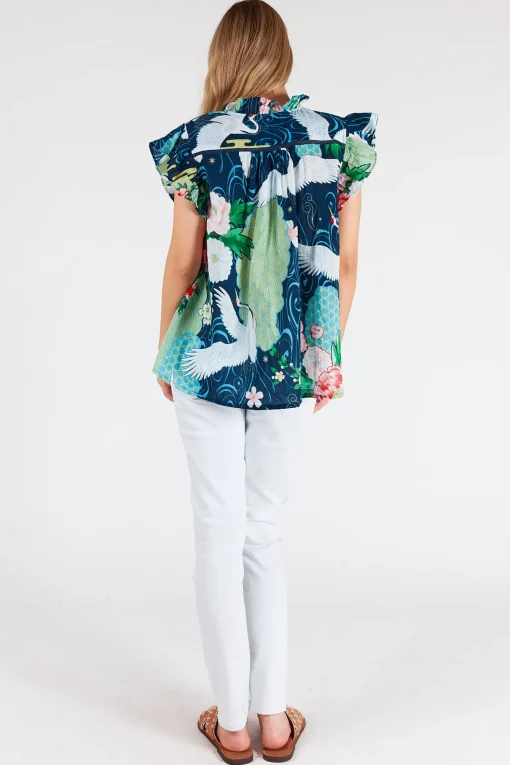 Mitzuki Ruffle Top - Navy - LL41