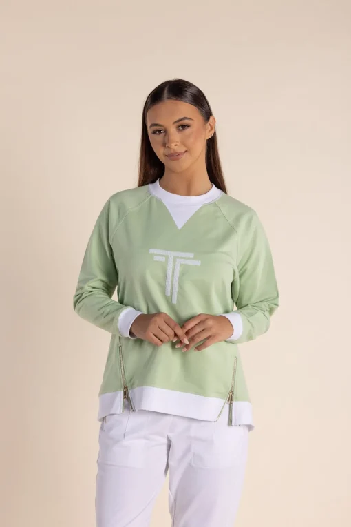 Naya Zip Sweat - Soft Green- TT54