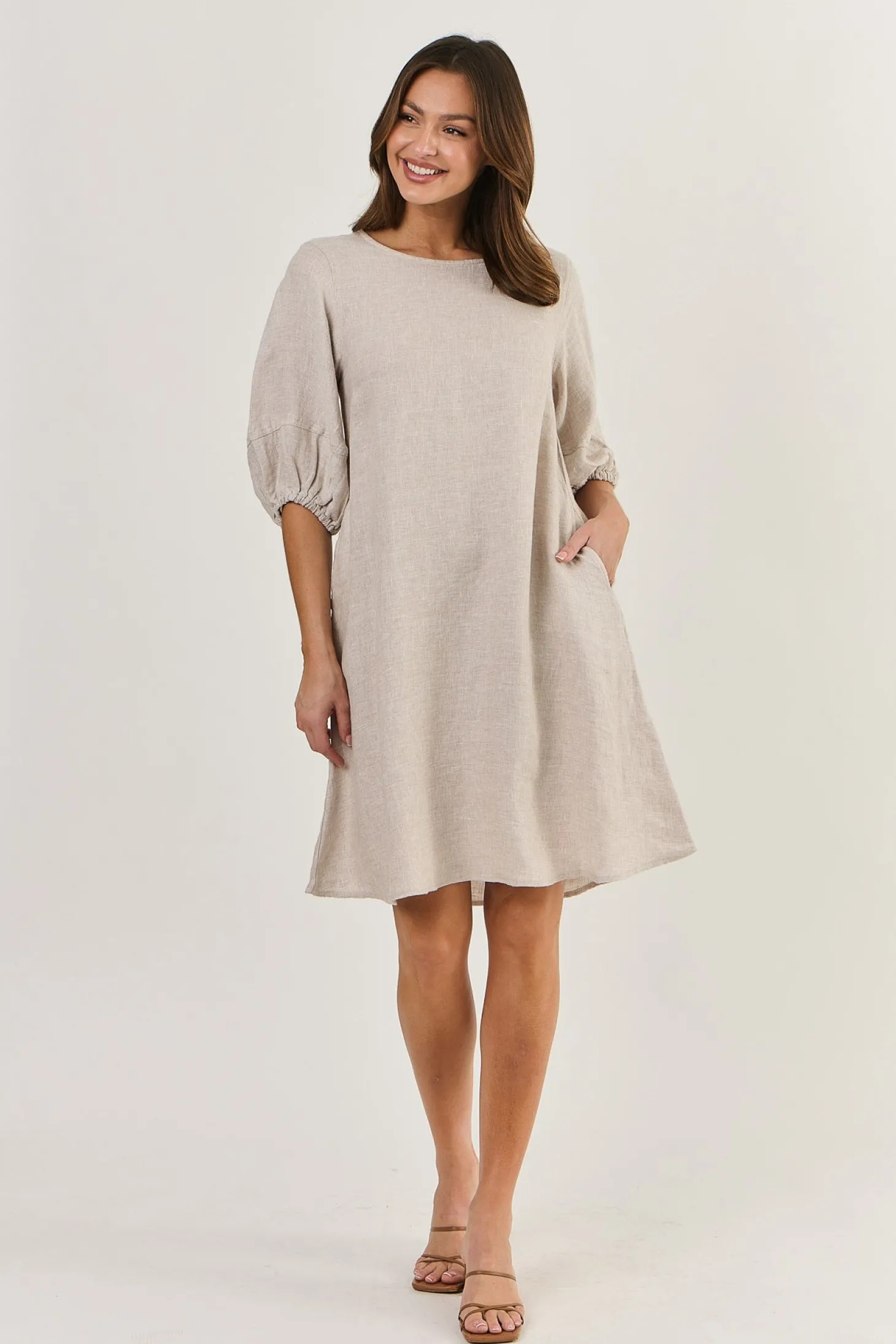 Neriah Linen Dress - Dune - OJ19