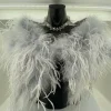 Ostrich Feather Shrug | Light Grey | FI2