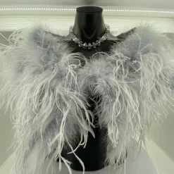 Ostrich Feather Shrug | Light Grey | FI2