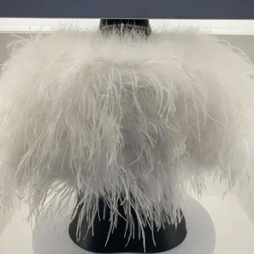 Ostrich Feather Shrug - White - FI2