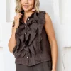 Parigi Linen Top - Chocolate - FA31