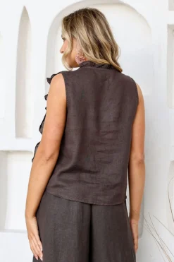 Parigi Linen Top - Chocolate - FA31