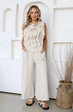 Parigi Linen Top - Sand - FA31