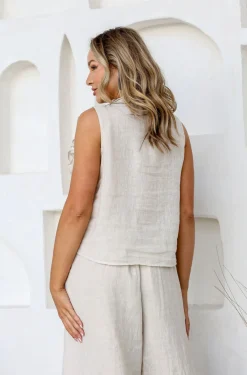 Parigi Linen Top - Sand - FA31