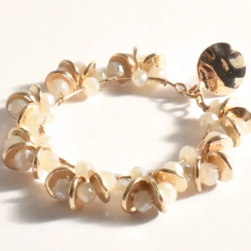 Pearl Bead Wreath Front Earrings - Gold - AD4