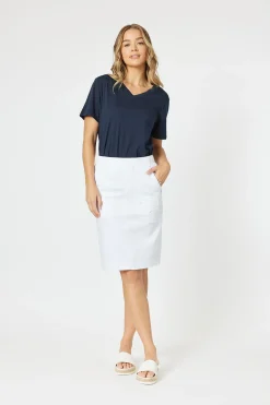 Portia Denim Skirt - White - TZ3