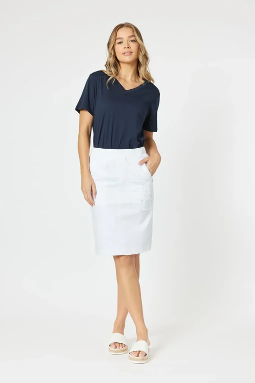 Portia Denim Skirt - White - TZ3