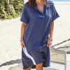 Resort Cheesecloth Beach Dress - Navy - HC1