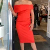 Rome Off The Shoulder Dress | Red | ROM1