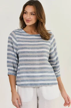 Round Neck Linen Top - Slipstream - OJ13