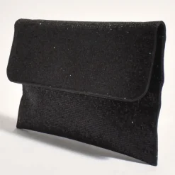 Ruby Rhinestone Fold Over Clutch - Black - AD11