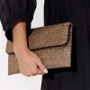 Ruby Rhinestone Fold Over Clutch - Gold - AD11