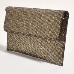 Ruby Rhinestone Fold Over Clutch - Gold - AD11