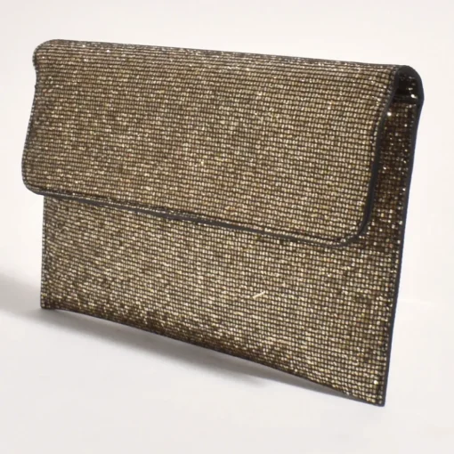 Ruby Rhinestone Fold Over Clutch - Gold - AD11