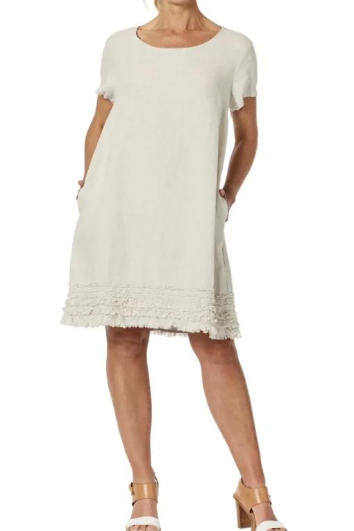 Ruffle Hem Dress - Natural - GS11