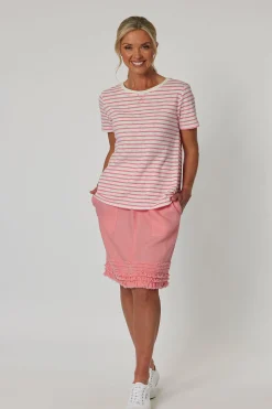 Ruffle Linen Skirt - Coral - GS22