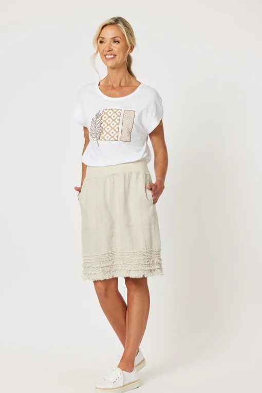 Ruffle Linen Skirt - Natural - GS22