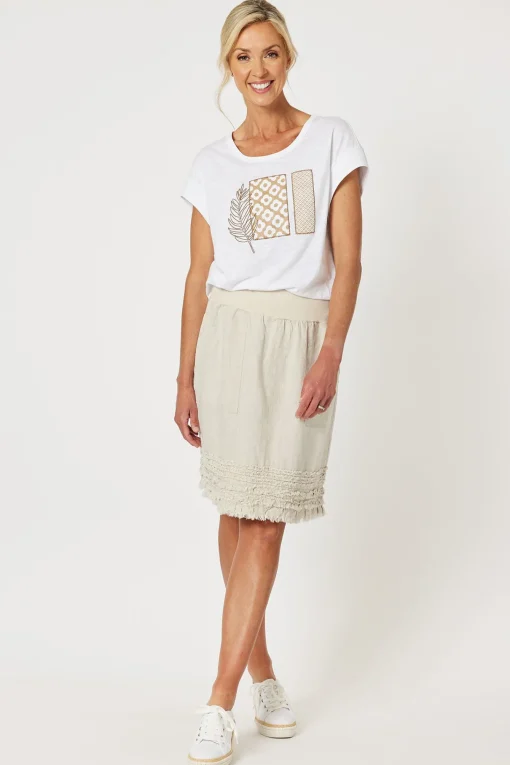 Ruffle Linen Skirt - Natural - GS22