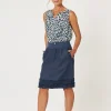 Ruffle Linen Skirt - Navy - GS22