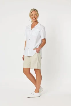 Safari Linen Shirt - White - GS16