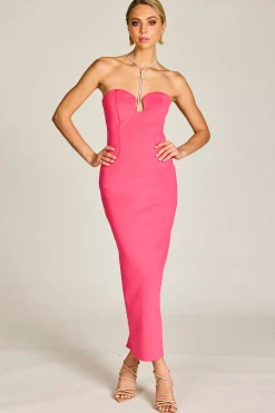 Serena Diamante Dress - Hot Pink - ROM23