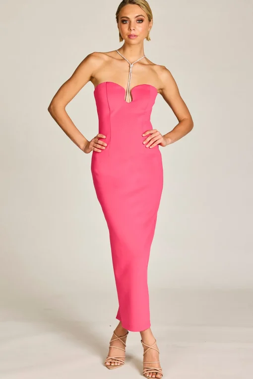 Serena Diamante Dress - Hot Pink - ROM23