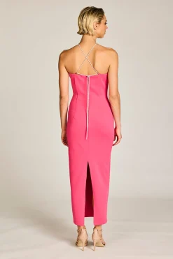 Serena Diamante Dress - Hot Pink - ROM23