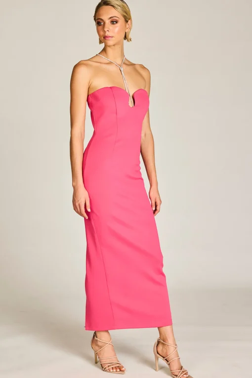 Serena Diamante Dress - Hot Pink - ROM23