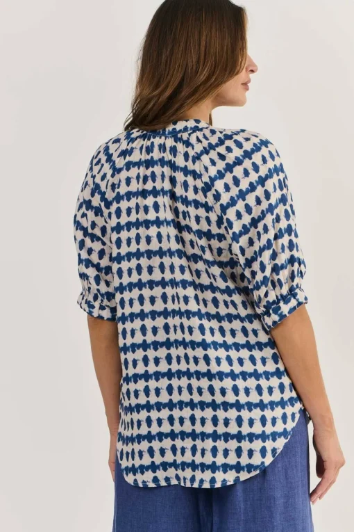 Siena Linen Top - Delta Blot - OJ47