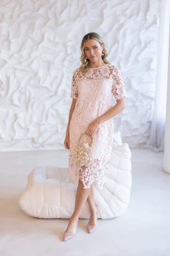 Sienna Lace Dress - Pale Pink - TT14