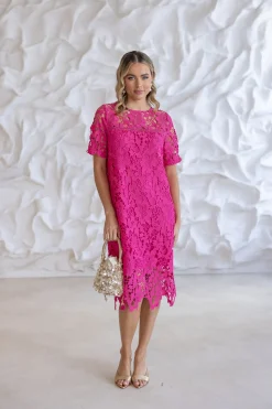 Sienna Lace Dress - Raspberry - TT14
