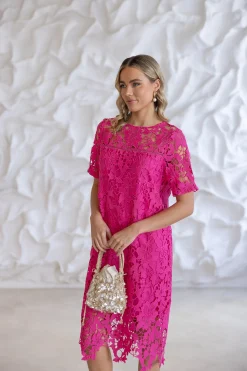Sienna Lace Dress - Raspberry - TT14