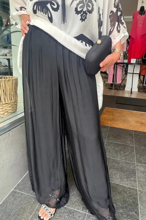 Silk Viscose Pants - Black - CG17