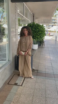 Silk Viscose Pants - Tan - CG17