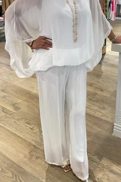 Silk Viscose Pants - White - CG17