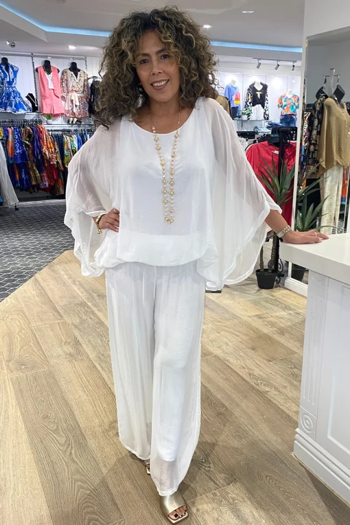 Silk Viscose Top - White - CG6