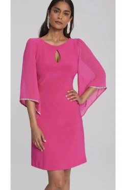 Silky Knit Shift Dress - Shocking Pink - JR26