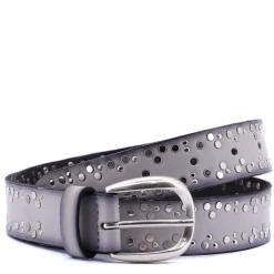 Skinny Mixed Rivets Belt | Light Grey
