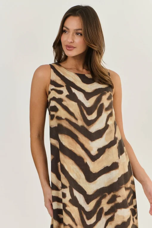 Sleeves Linen Dress - Wildcat - OJ21