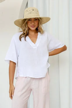 Sole Linen Top - White - FA14