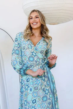 Sophie Wrap Dress - Aqua - LT2