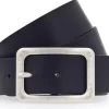 Square Buckle Leather Belt | Black | V1