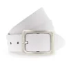 Square Buckle Leather Belt | White | V1