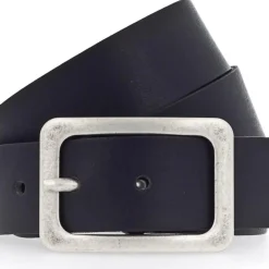 Square Buckle Leather Belt | Black | V1