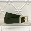 Square Buckle Leather Belt | Olive | V1