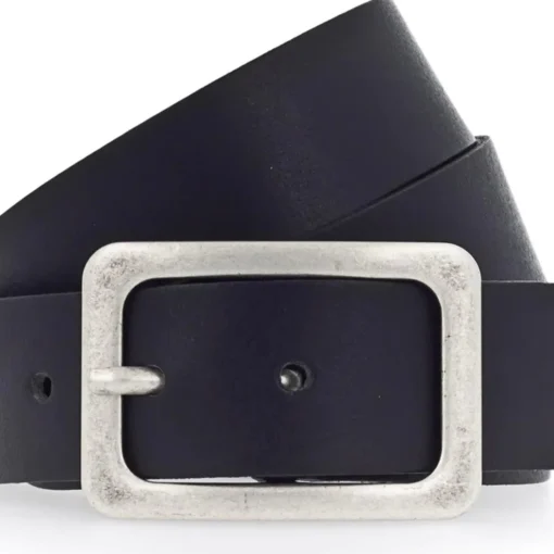 Square Buckle Leather Belt | Black | V1