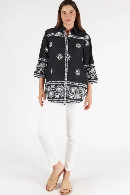 St Lucia Shirt - Black - LS11